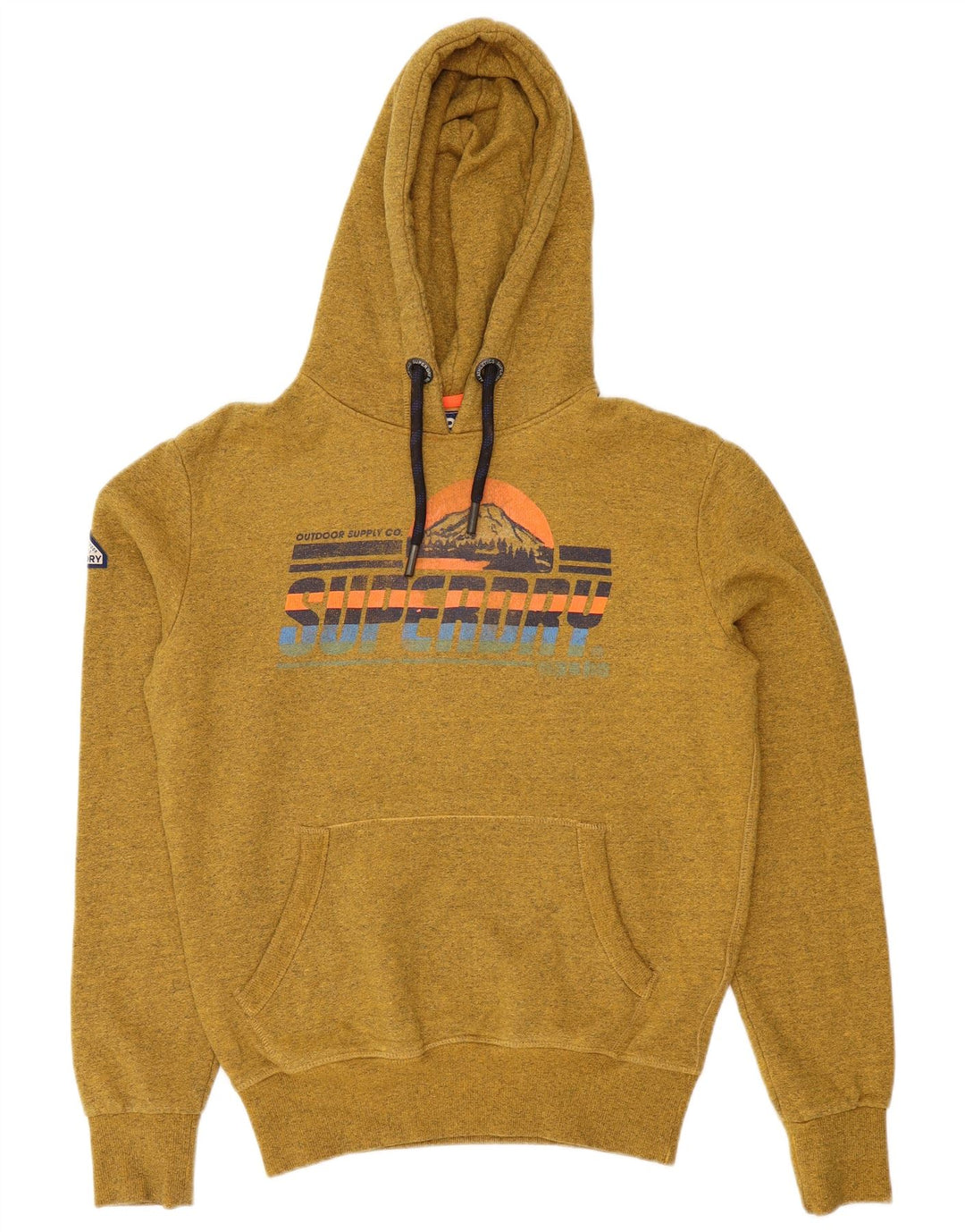 SUPERDRY Herren-Kapuzenpullover mit Grafik, lockere Passform, Größe S, Gelb, Baumwolle