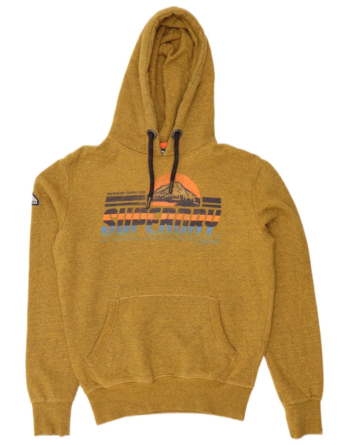 SUPERDRY Herren-Kapuzenpullover mit Grafik, lockere Passform, Größe S, Gelb, Baumwolle