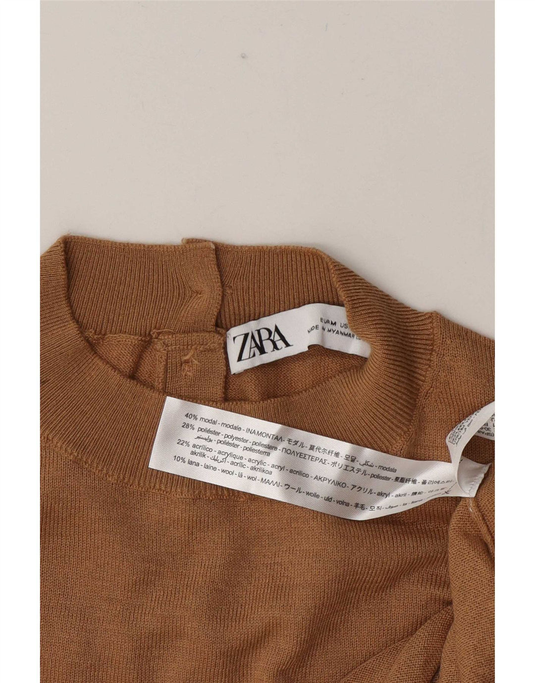 Zara Damen-Pullover mit Rollkragen, Gr. 12, Medium Khaki, Modal