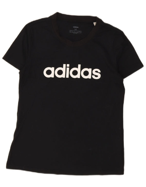 Adidas Damen Graphic T-Shirt Top UK 12/14 Mittelschwarze Baumwolle