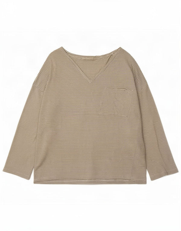 Zara Damen-Oversize-Oberteil mit langen Ärmeln, UK 10, Größe S, weiß, gestreift, Baumwolle