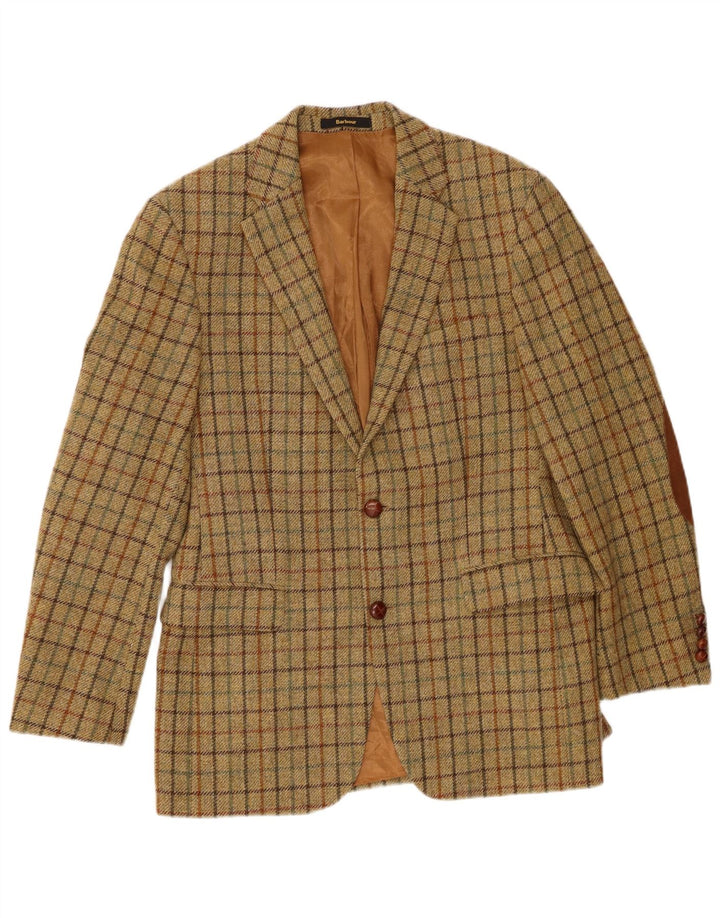 Barbour Herren-Blazerjacke mit 2 Knöpfen, EU 48, mittelgrün karierte Schurwolle