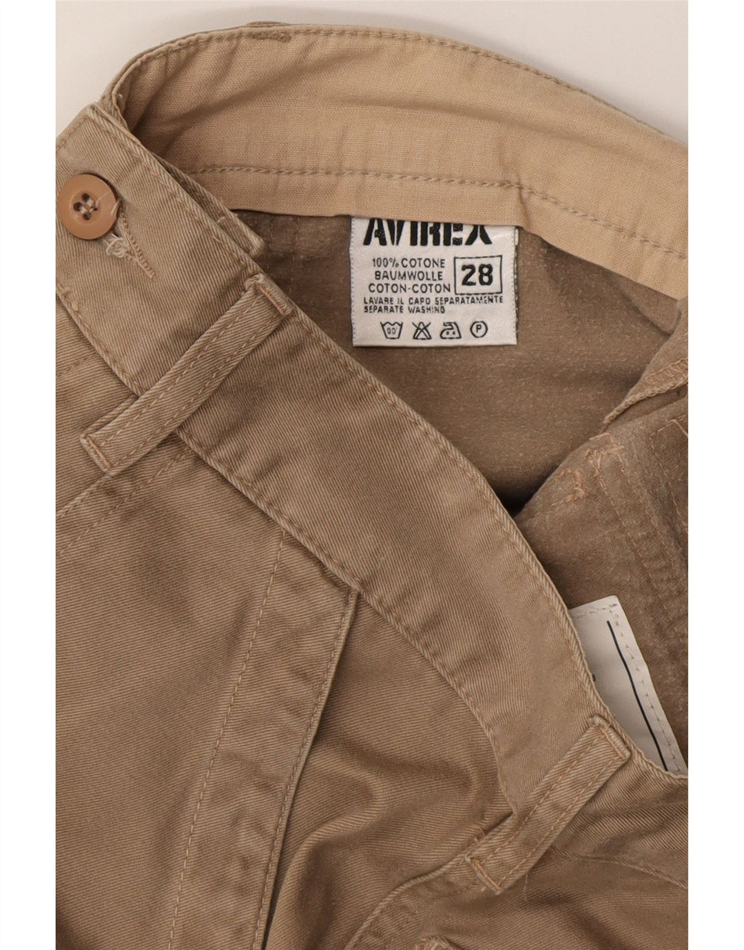AVIREX Herren gerade Chinohose W28 L30 Beige Baumwolle
