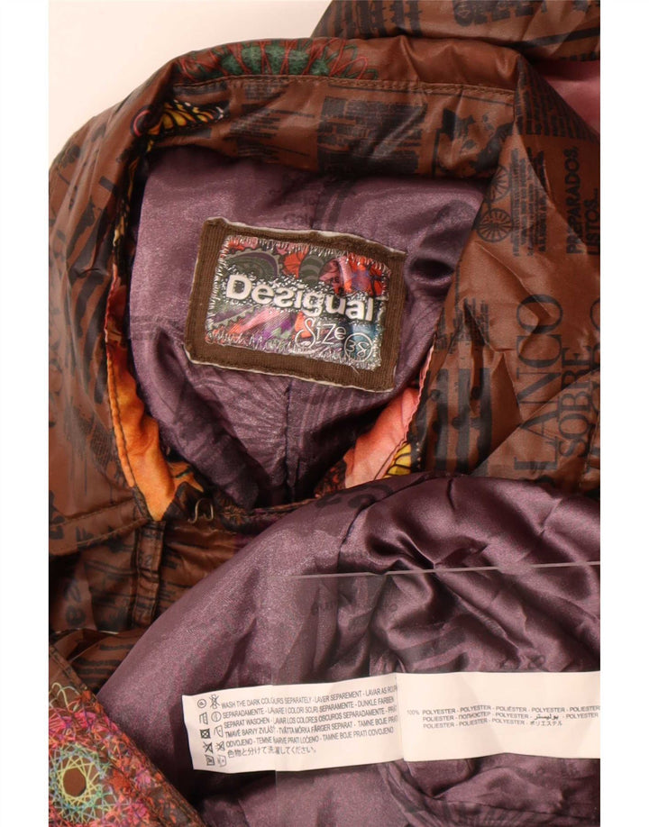Desigual Womens Graphic Trenchcoat EU 38 Mittelbraunes, florales Polyester