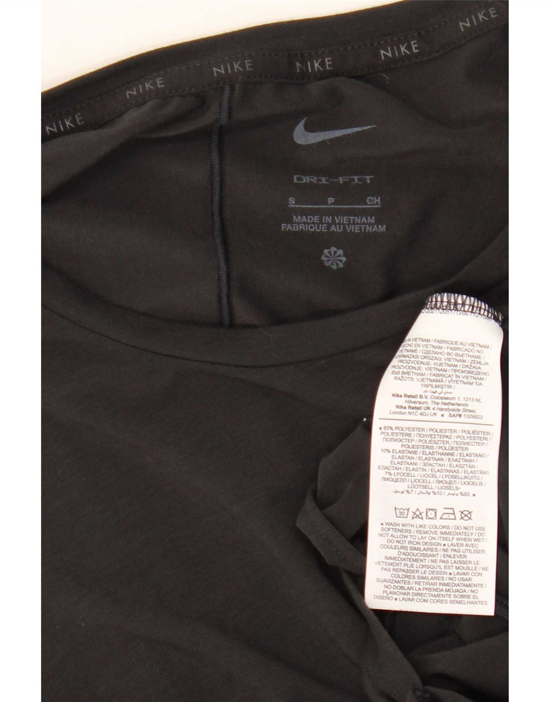 Nike Damen Dri Fit Crop T-Shirt Top UK 10 Small Schwarz Polyester