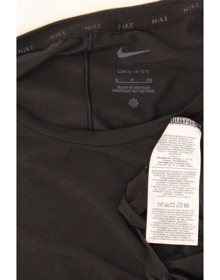 Nike Damen Dri Fit Crop T-Shirt Top UK 10 Small Schwarz Polyester