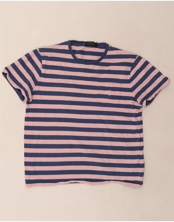 Polo Ralph Lauren Custom Slim Fit T-Shirt-Oberteil für Herren, groß, rosa gestreift