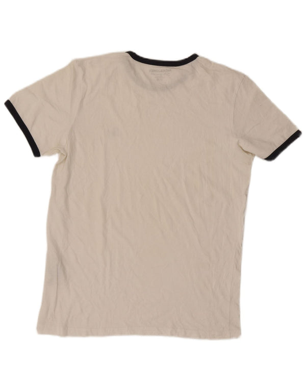 Jack & Jones Herren-T-Shirt-Oberteil aus mittelweißer, gestreifter Baumwolle