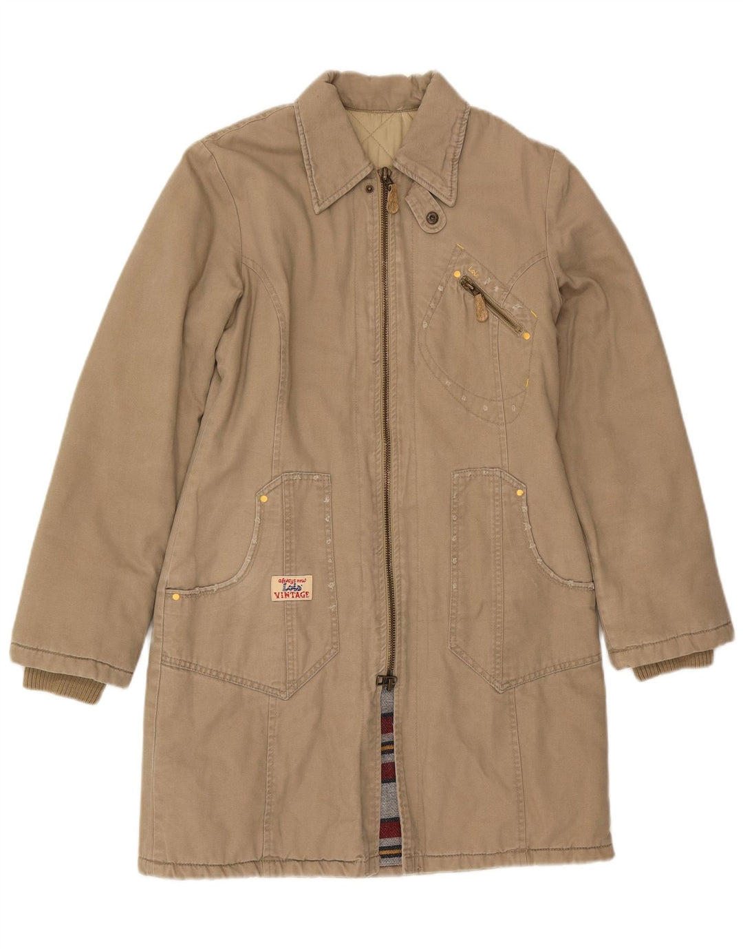 Lois Damen-Windbreaker-Mantel UK 10 Small Beige Baumwolle