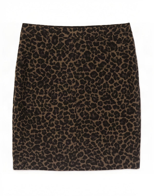 Gerader Damenrock von Marks & Spencer UK 16 Large W34 Beige Animal Print