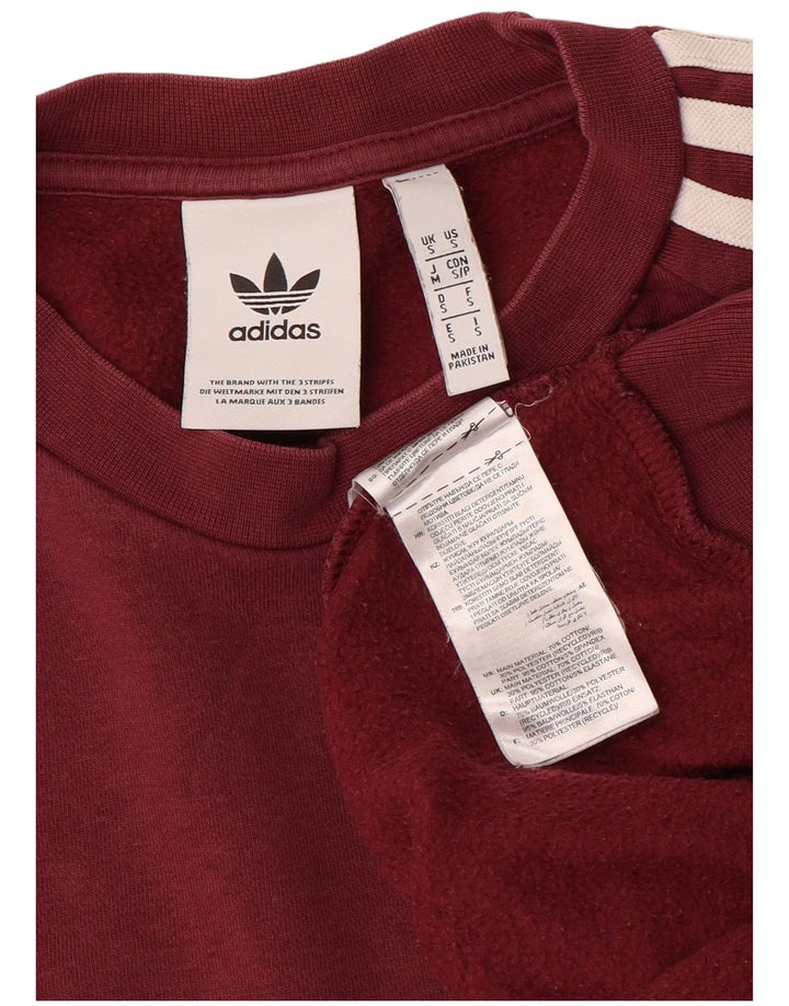 Adidas Herren Sweatshirt Pullover Kleine Burgunderrote Baumwolle