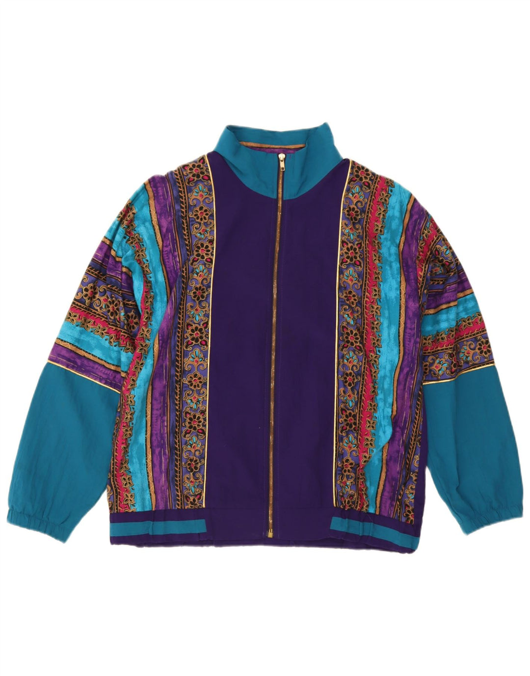 Vintage Damen-Trainingsanzug-Top-Jacke, UK 16, groß, mehrfarbig, Farbblock