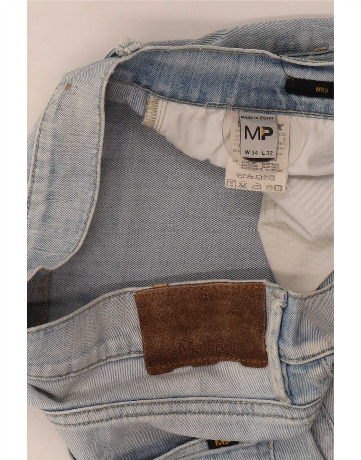 Meltin' Pot Herren Straight Jeans W34 L32 Blaue Baumwolle