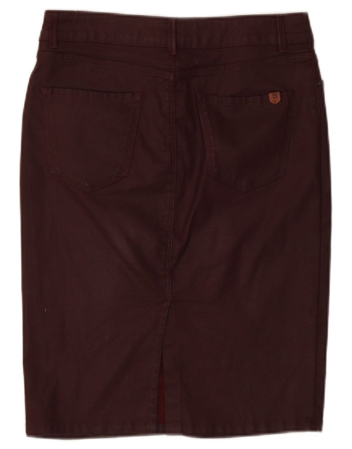 Massimo Dutti Damen Bleistiftrock W28 Medium Burgund Baumwolle