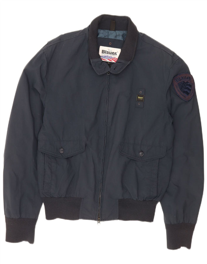 Blauer Herren Bomberjacke UK 40 Large Marineblaues Nylon
