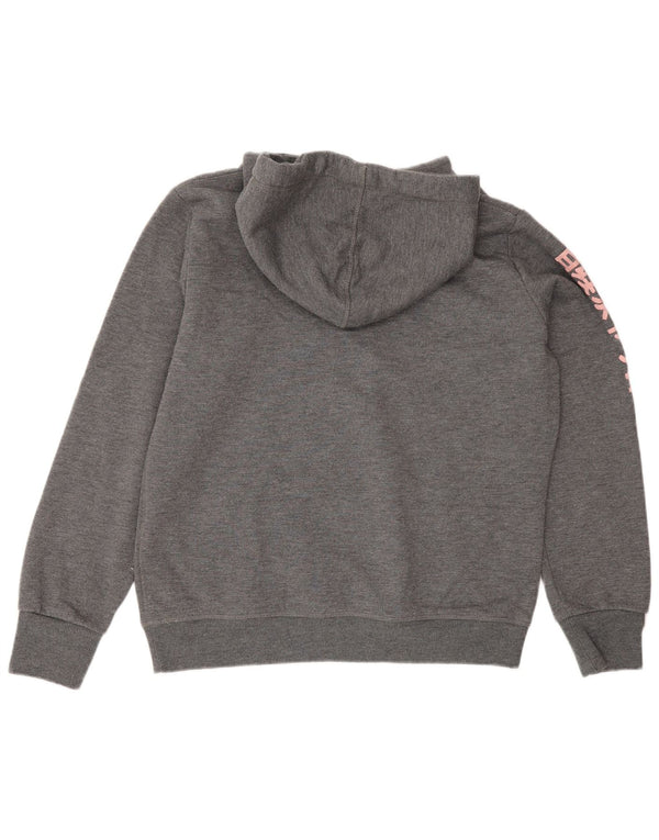 Superdry Womens Graphic Hoodie Jumper UK 16 Large Grey Flecked Cotton