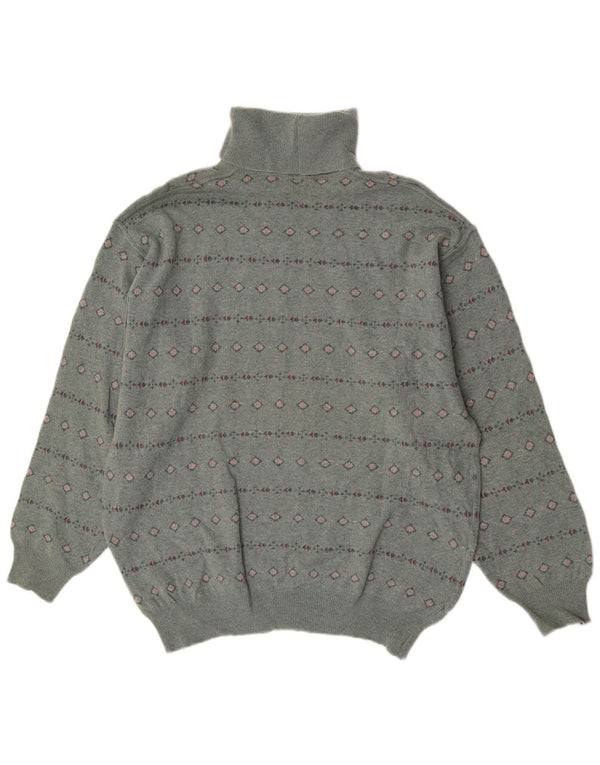 Bramante Herren-Pullover mit Rollkragen, groß, graue, geometrische Schurwolle