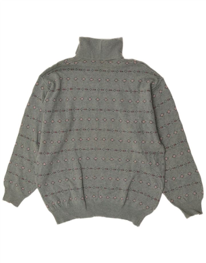 Bramante Herren-Pullover mit Rollkragen, groß, graue, geometrische Schurwolle