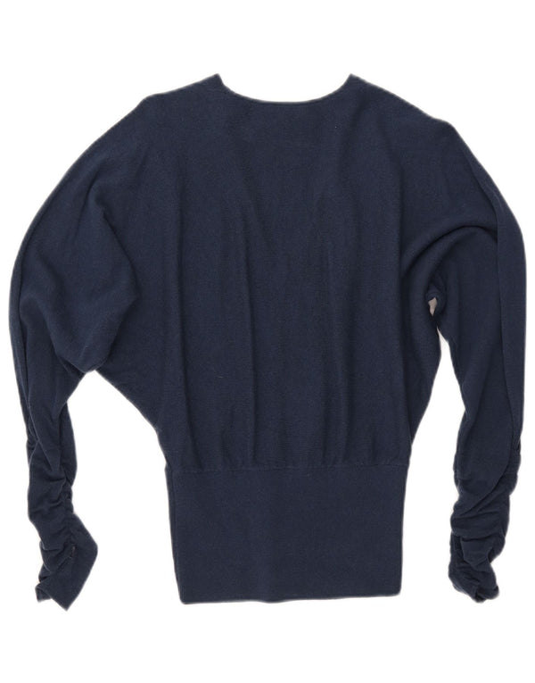 REISS Damen-Pullover mit Fledermausärmeln und V-Ausschnitt, UK 6 XS, marineblaue Wolle