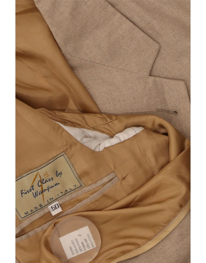 Wampum Herren 2-Knopf-Blazerjacke IT 50 Large Beige Leinen