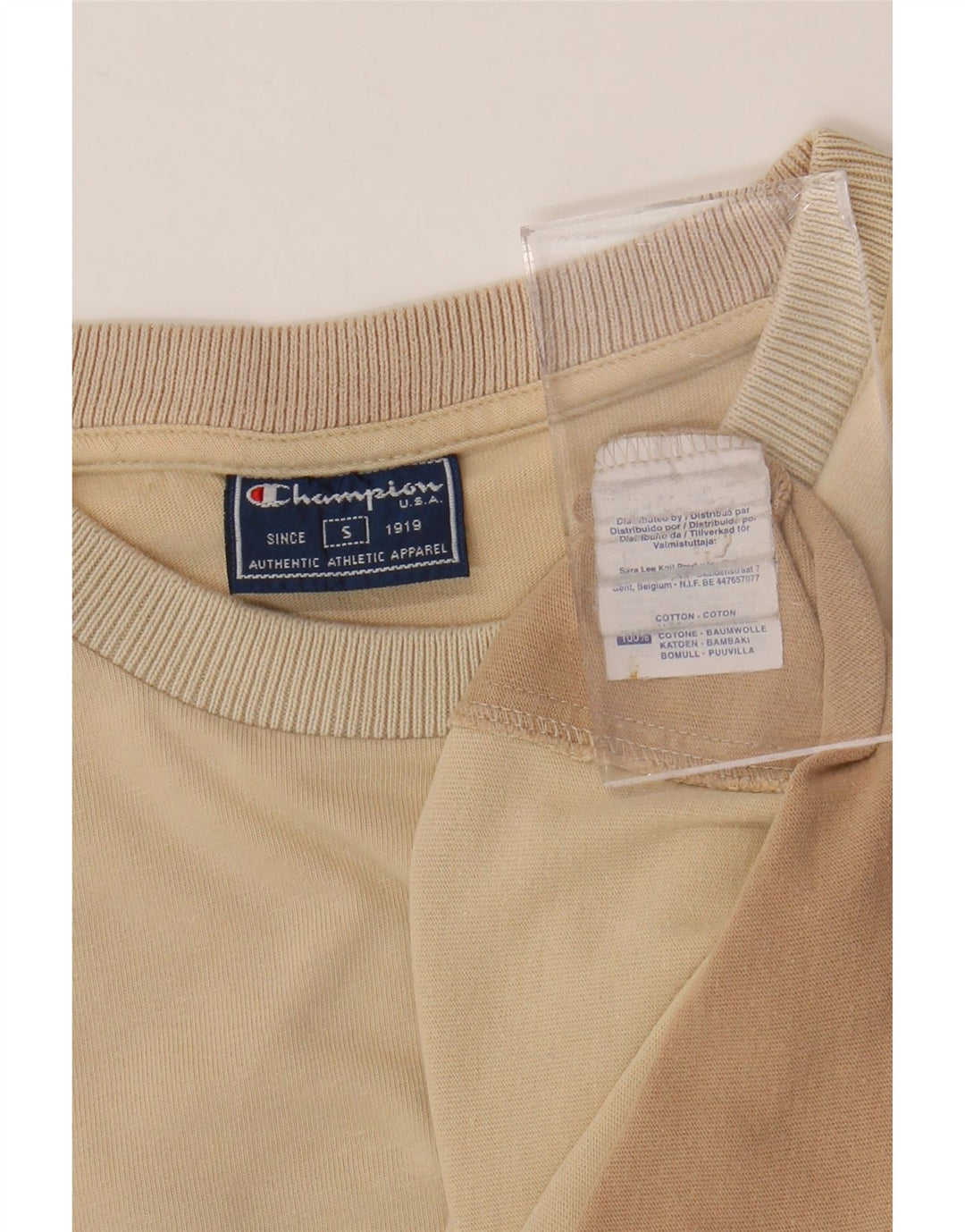 CHAMPION Herren T-Shirt Top Small Beige Colourblock Baumwolle