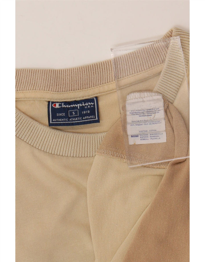 CHAMPION Herren T-Shirt Top Small Beige Colourblock Baumwolle