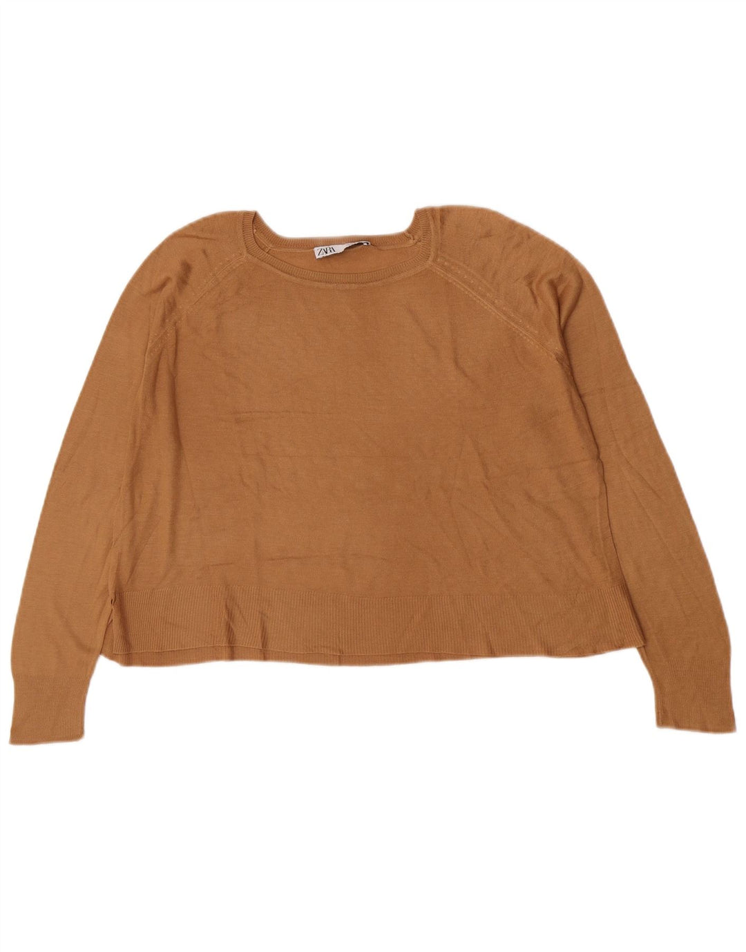 Zara Damen-Pullover, übergroß, U-Boot-Ausschnitt, Gr. 10, Größe S, Braun