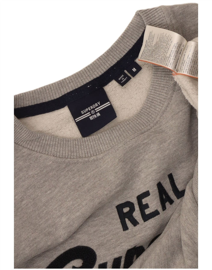 Superdry Damen Grafik-Sweatshirt-Pullover UK 14 Mittelgraue Baumwolle