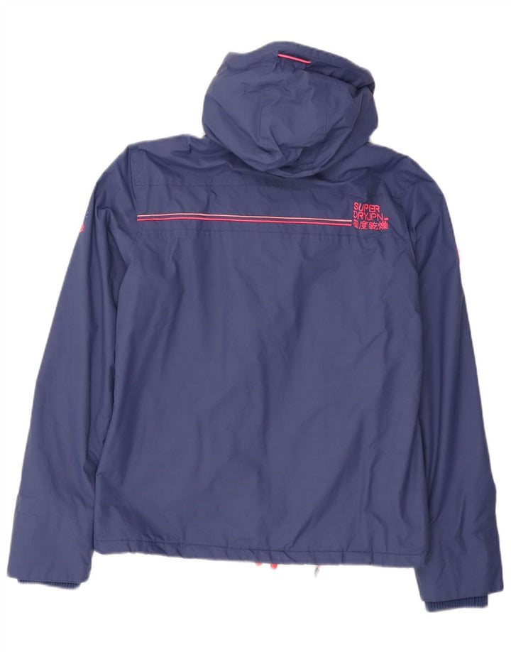 Superdry Damen-Windbreakerjacke mit Kapuze, UK 16, Größe L, Blau, Farbblock