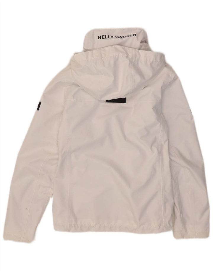 Helly Hansen Womens Graphic Hooded Rain Jacket UK 10 Small Weiß Polyester