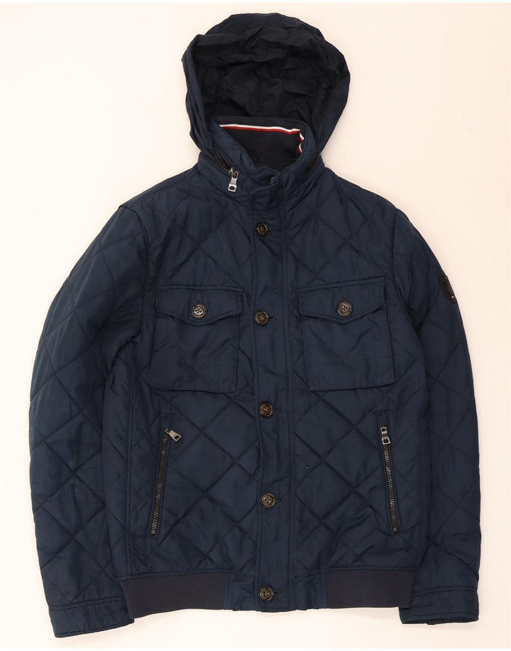 Tommy Hilfiger Herren Kapuzen-Steppjacke UK 36 Small Marineblau Polyester