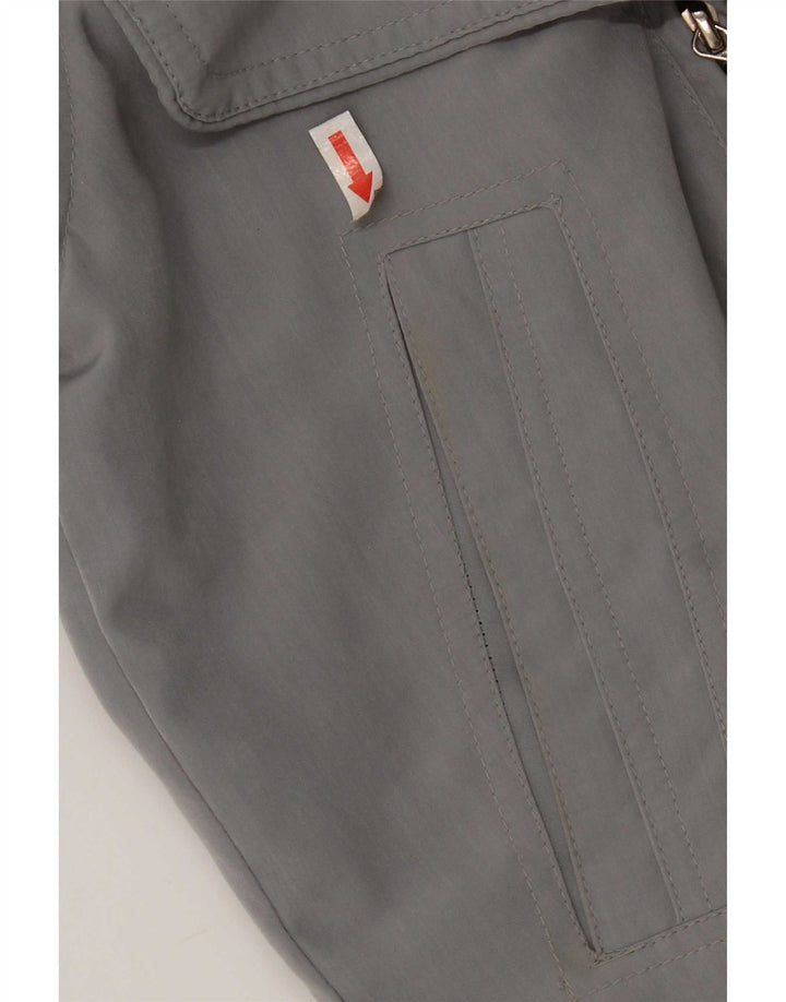 Vintage Herren Loose Fit Bomberjacke UK 38 Mittelgraues Polyester