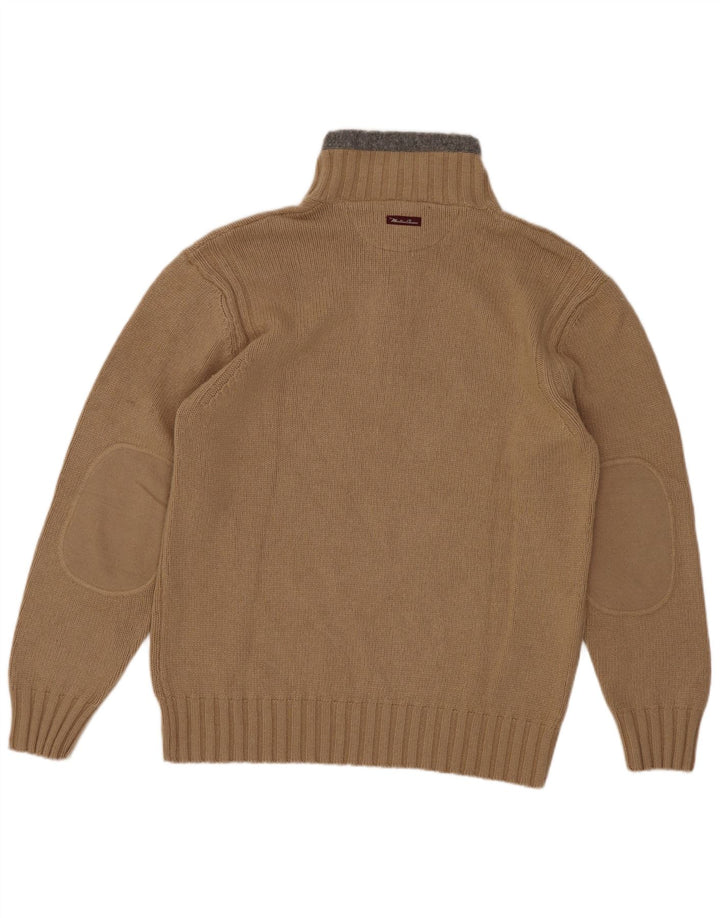 Marlboro Classics Herren-Pullover mit Reißverschluss am Hals, Mittelbeige