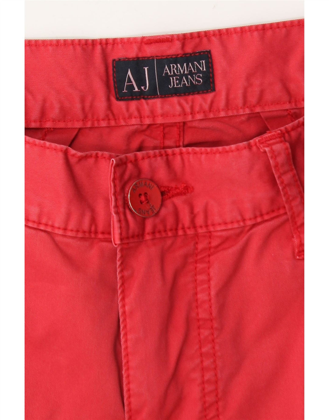 Armani Herren-Jeans mit normaler Passform, gerade Passform, W33, L29, rote Baumwolle