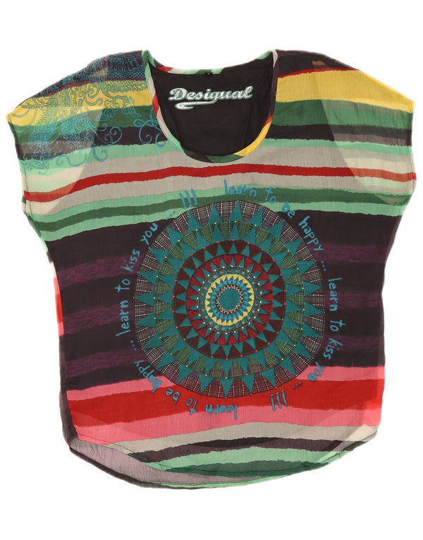 Desigual Damen-Blusenoberteil in Übergröße, UK-Größe 46, groß, mehrfarbig gestreift