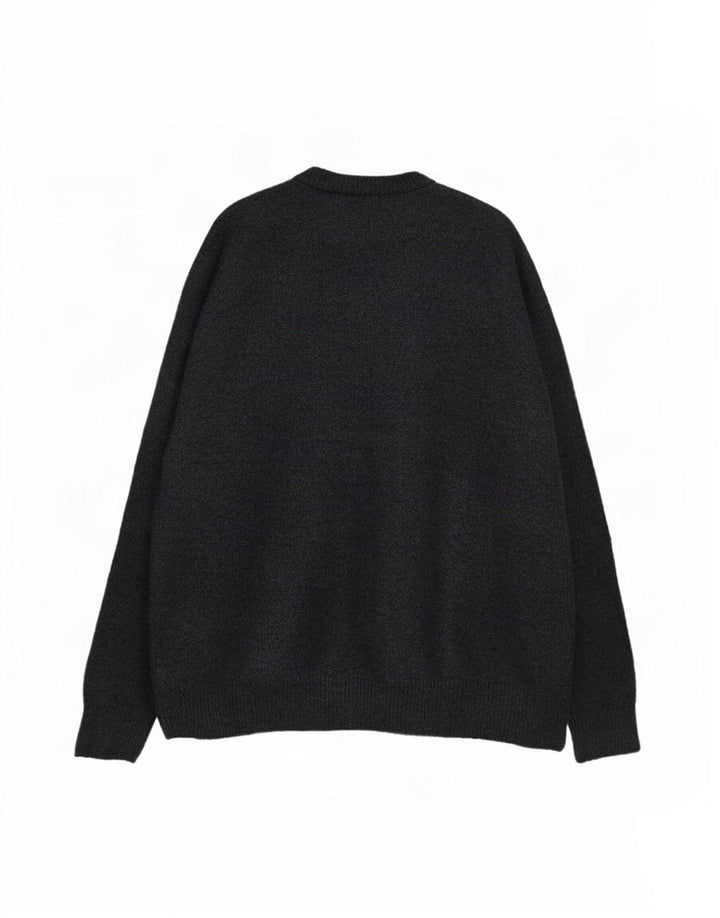 Zara Herren-Pullover mit Rundhalsausschnitt, groß, marineblaues Acryl