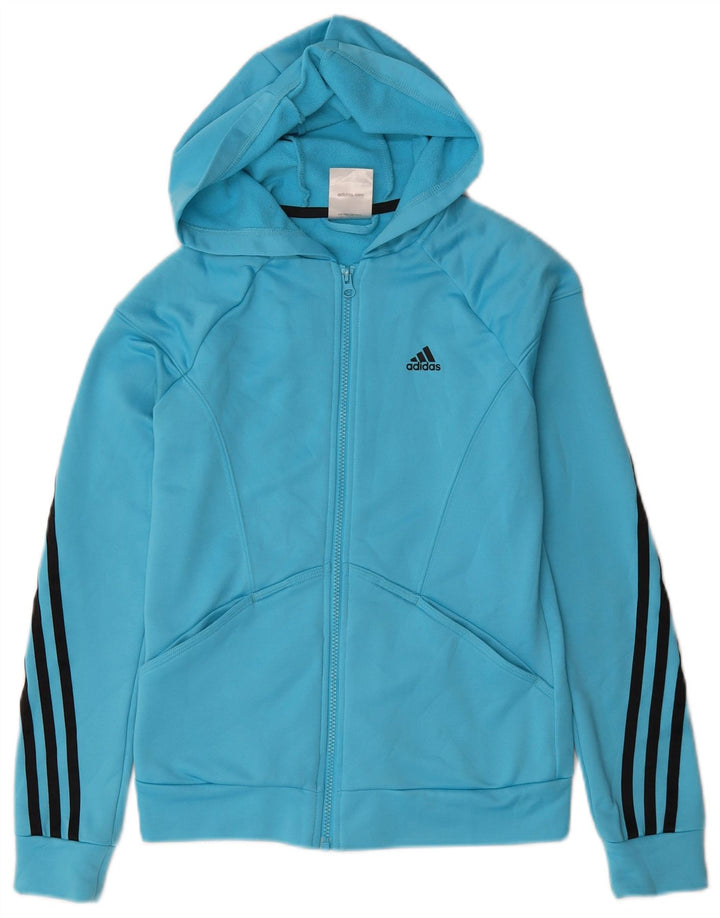 Adidas Damen Zip Hoodie Pullover UK 6 XS Blau Polyester