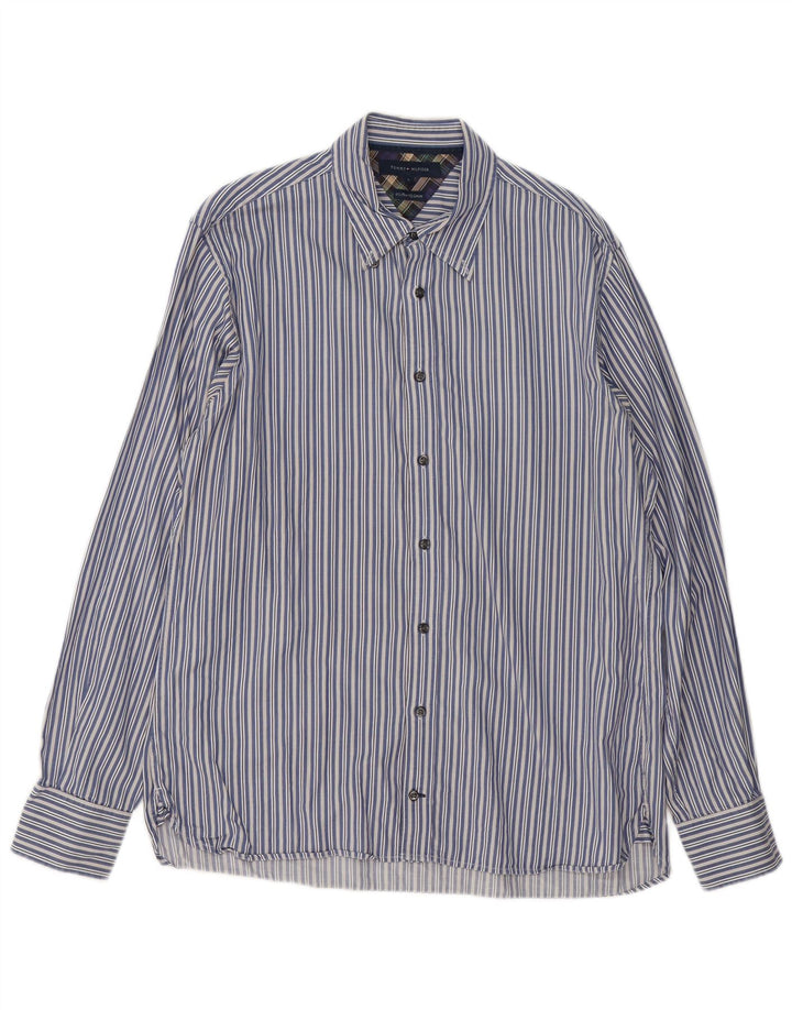 Tommy Hilfiger Herrenhemd, groß, blau gestreift, Baumwolle