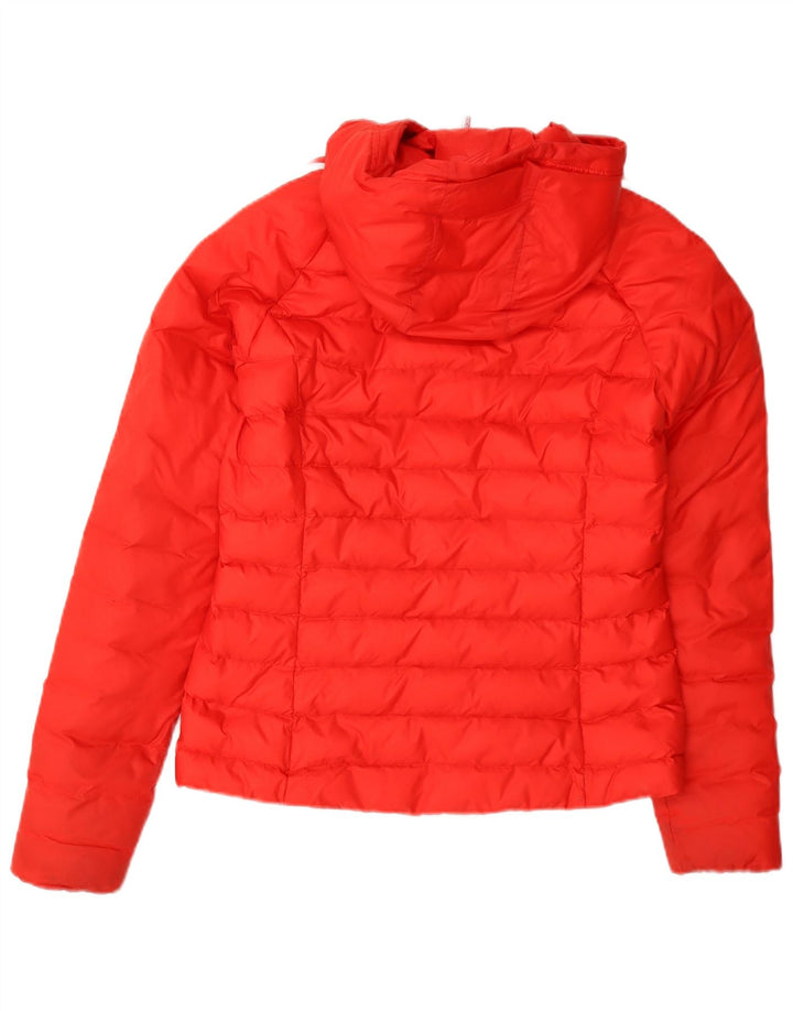 Adidas Damen Kapuzenjacke gepolstert UK 8 Small Orange Nylon