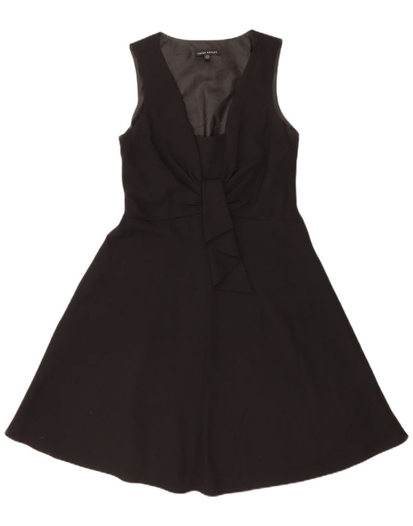 Laura Ashley Womens Sleeveless A-Line Dress UK 12 Medium Black Polyester