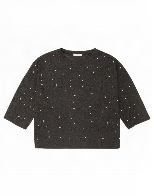 Zara Damen Top 3/4 Ärmel UK 16 Large Grau Polyester