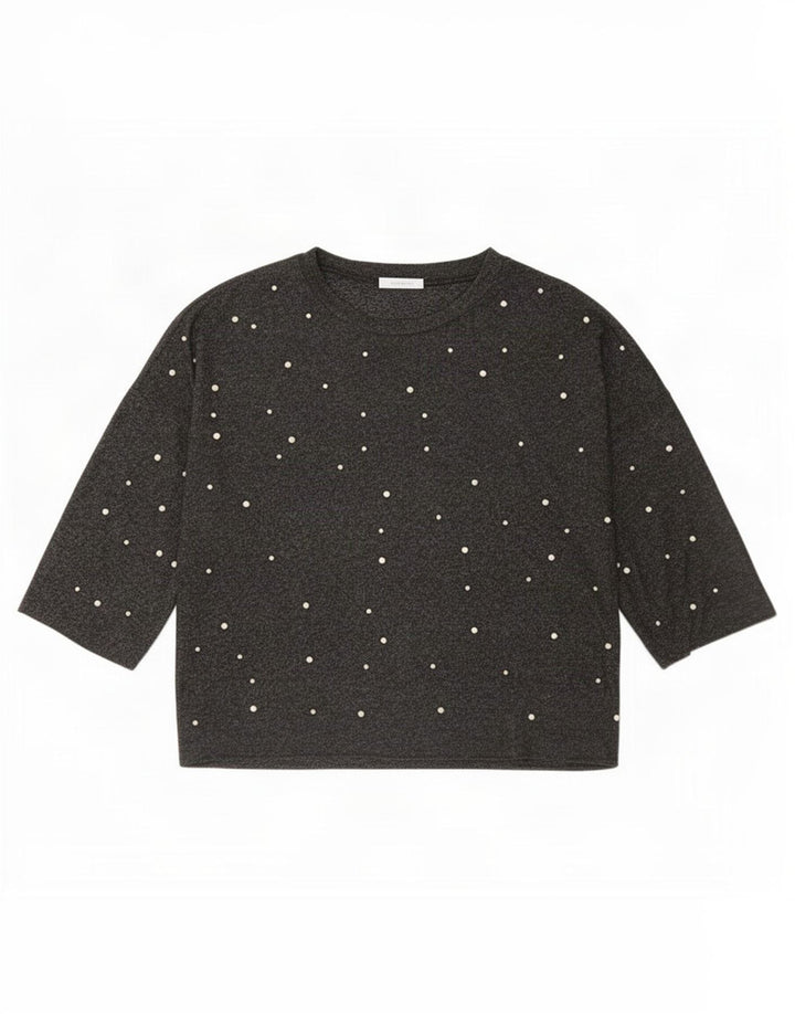 Zara Damen Top 3/4 Ärmel UK 16 Large Grau Polyester
