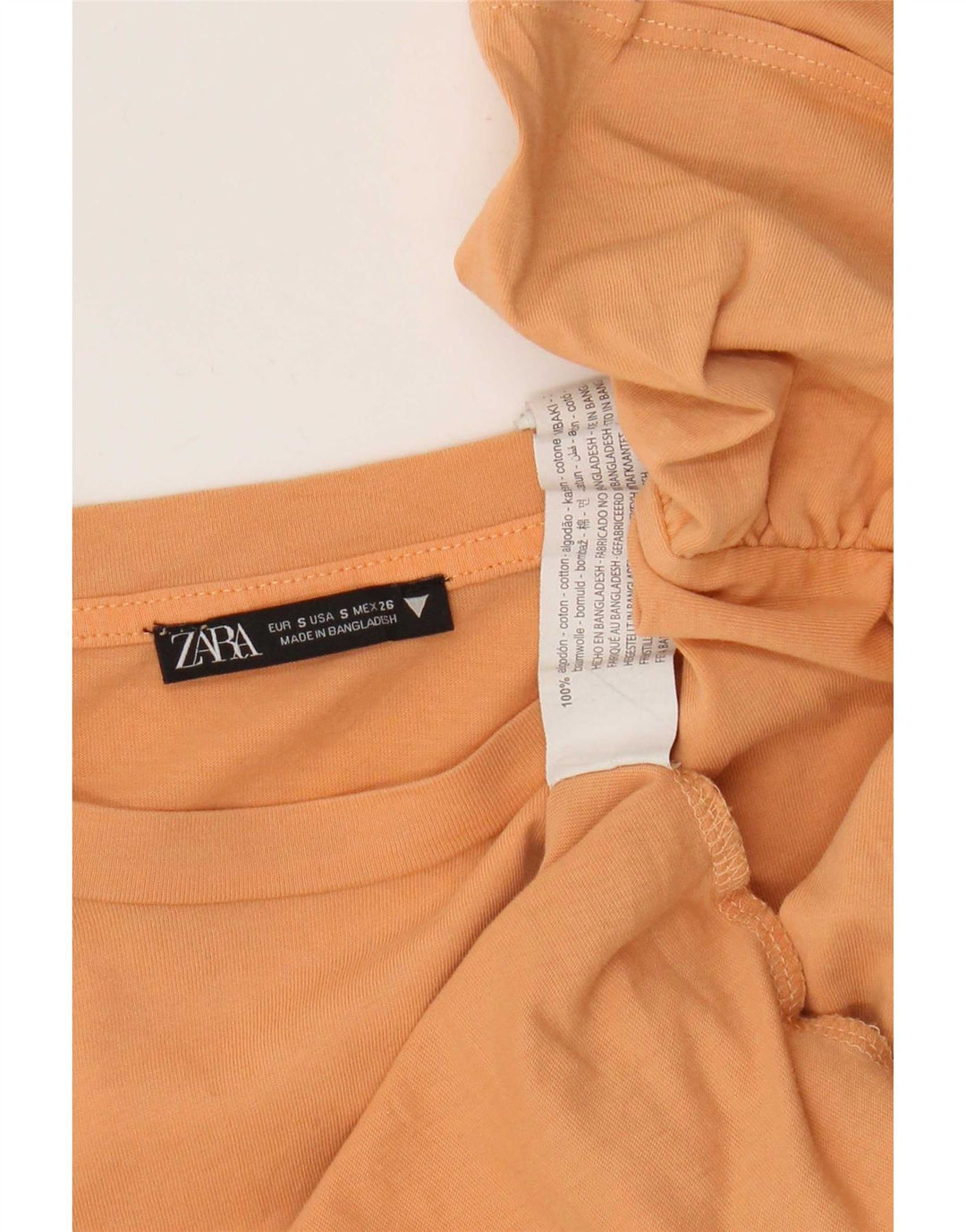 Zara Damen Crop Batwing Bluse Top UK 10 Small Orange Baumwolle