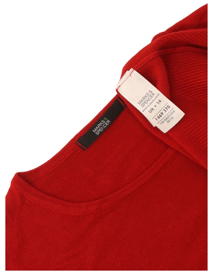 Marks & Spencer Damen Pullover mit Rundhalsausschnitt, UK 14, Mittelrot, Acryl