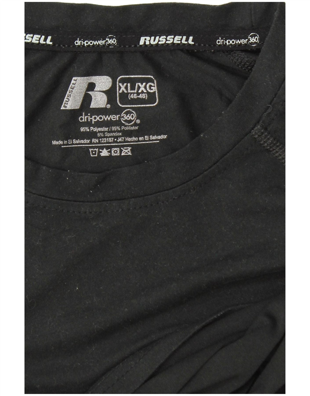 RUSSELL ATHLETIC Herren Dri-Power Top Langarm XL Schwarz Polyester