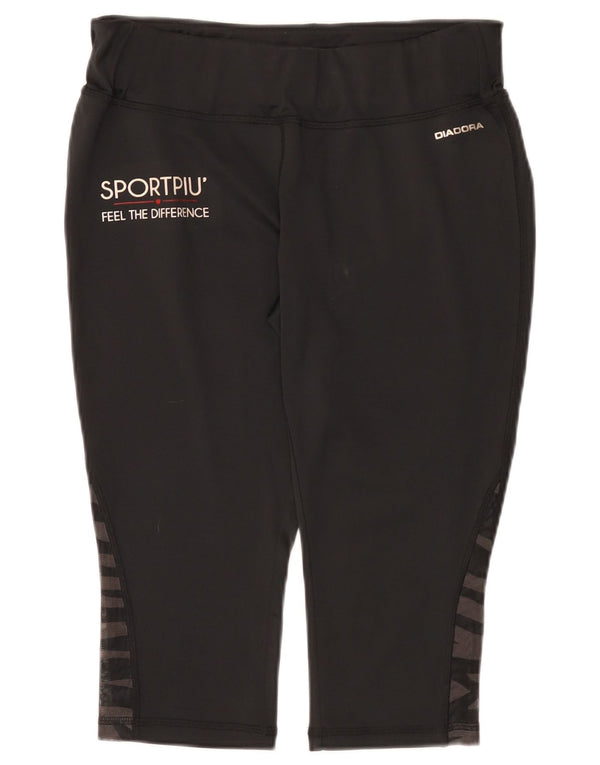 Diadora Capri-Leggings mit Grafik für Damen, UK 14, Größe L, Schwarz, geometrisch