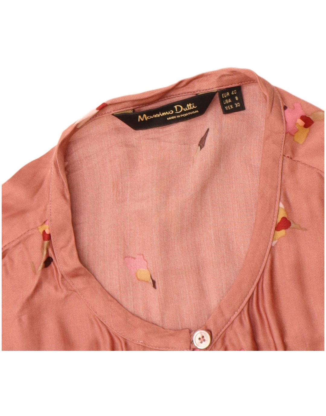 Massimo Dutti Damen Bluse Top EU 40 Mittelrosa Blumenviskose