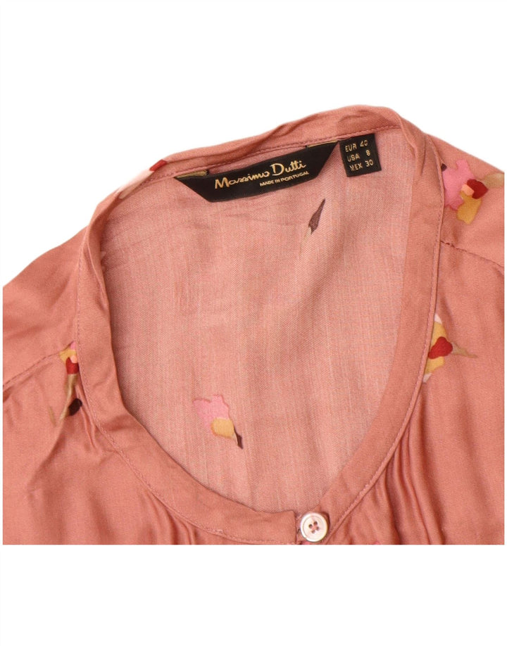 Massimo Dutti Damen Bluse Top EU 40 Mittelrosa Blumenviskose