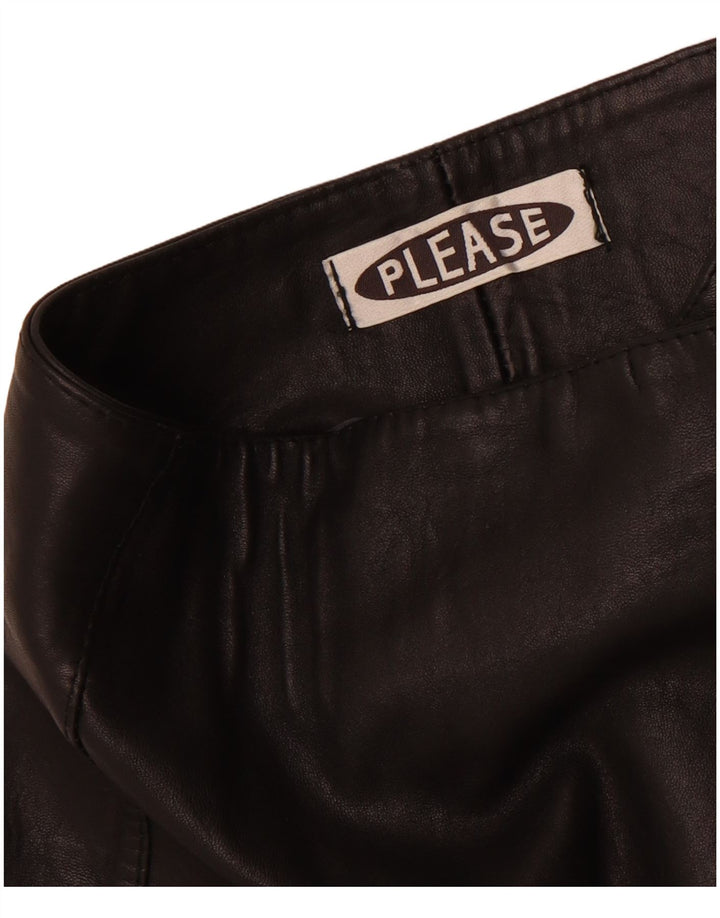 Please Damen Mini-Lederrock W28 Mittelschwarz