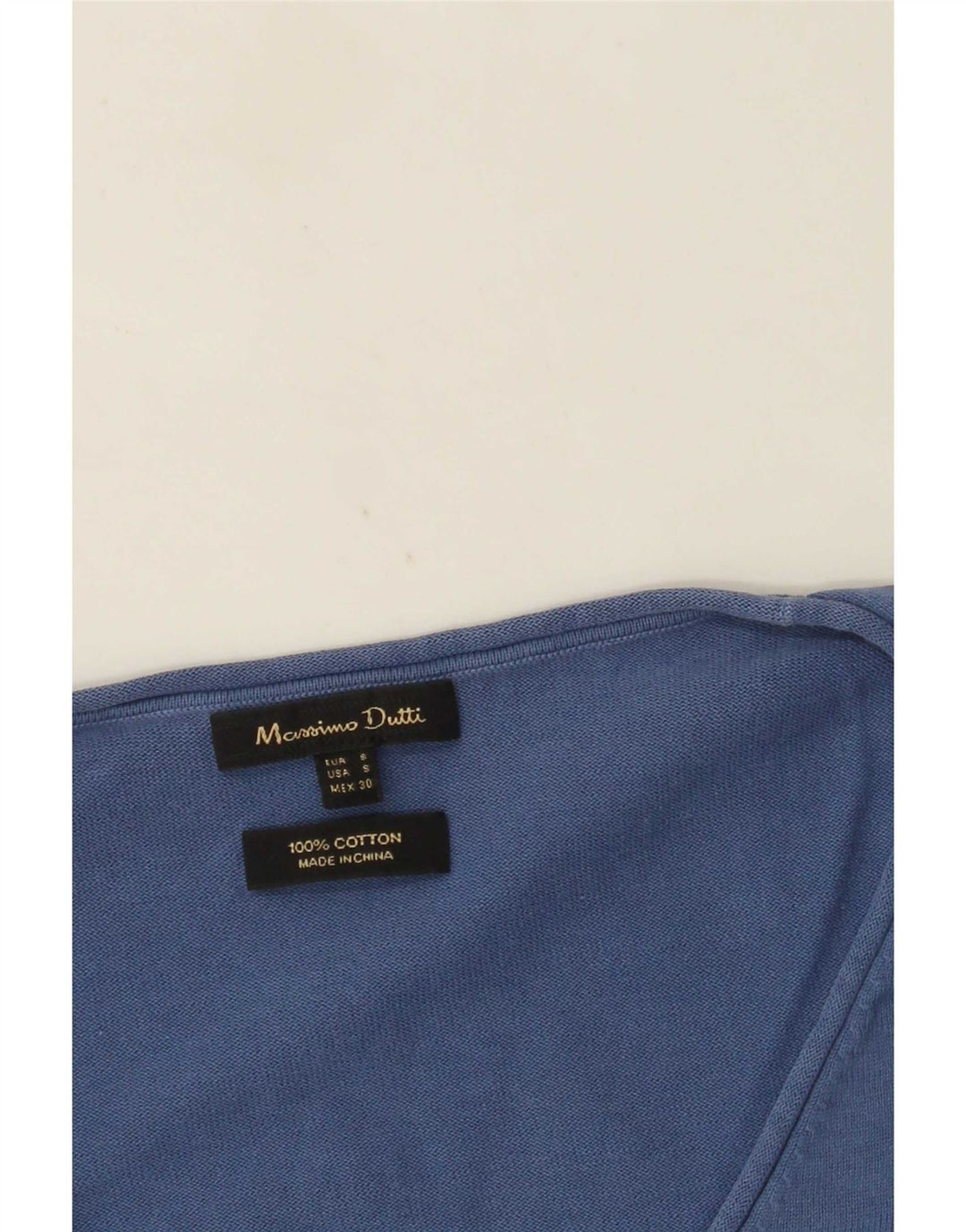 Massimo Dutti Damen-Pullover mit V-Ausschnitt, Gr. 10, Größe S, Blau, Baumwolle